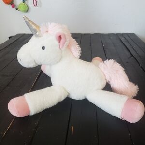 Lambs & Ivy Stuffed Animal Plush White Unicorn Pink Feet Hair Lovie Toy Baby